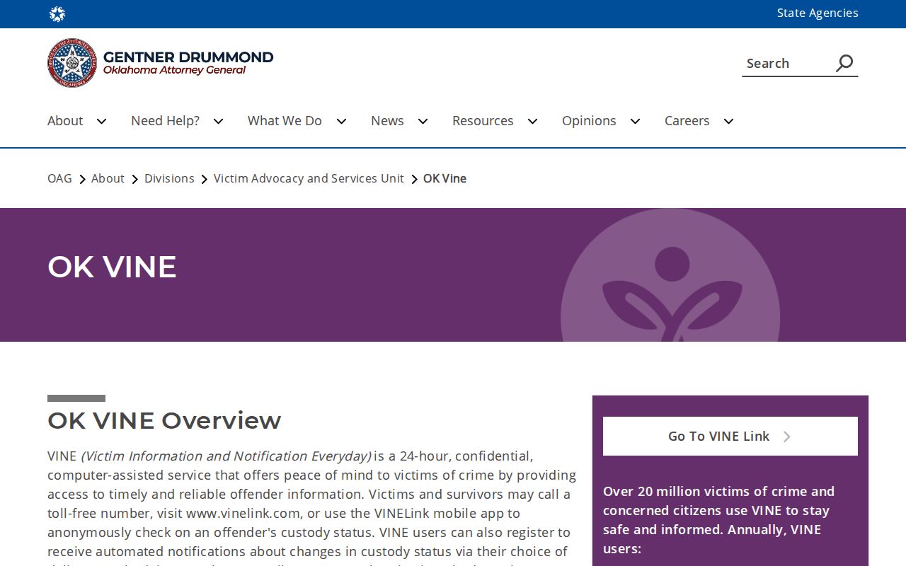 Okmulgee County custody record alert information from OK VINE